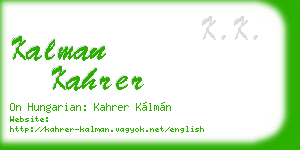 kalman kahrer business card